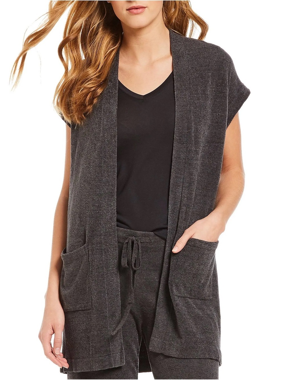 Barefoot Dreams CozyChic Ultra Lite Sleeveless Long Cardigan Travel – Size S